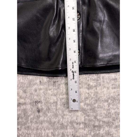 House of Harlow Dress XS Womens Black Vegan Leather Button Up Belted Mini - Picture 6 of 8